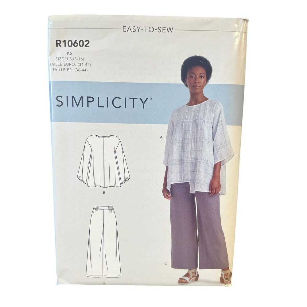 Simplicity Sewing Pattern R10602 Misses Size 8-16 Tops & Pull-On Pants Uncut